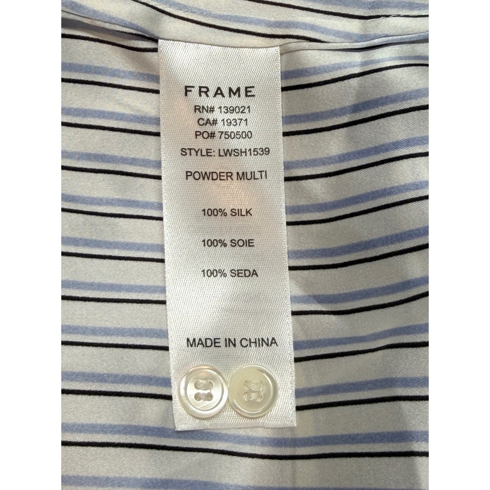 FRAME 100% Silk Women's Powder Multi Striped Popover Blouse Size large NWT - Picture 5 of 7